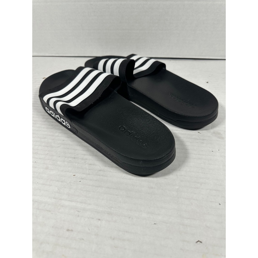 Adidas Adilette Shower Slides Mens 14 Black White GZ5922 Cloudfoam Sandals - Picture 8 of 11